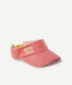 Visière de tennis fille en coton et matière éponge rose - 2-3 A