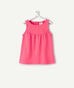 T-shirt sans manches bébé fille en coton bio rose fushia - 23 M