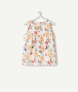 T-shirt sans manches bébé fille en coton bio imprimé tropical - 9 M