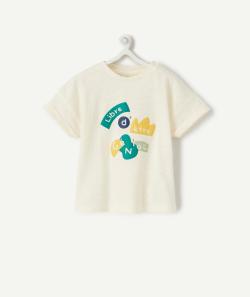 T-shirt bébé garçon en fibres recyclées blanc avec message - 6 M