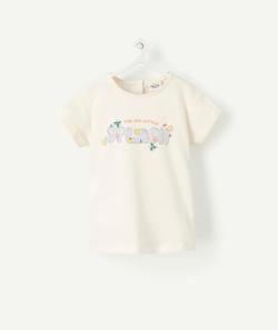 T-shirt bébé fille en coton biologique écru avec message - 6 M