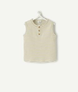 T-shirt cottelé bébé garçon en coton bio style marinière blanc et vert - 23 M