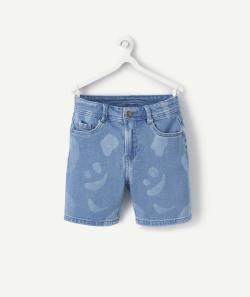 Short droit garçon en denim low impact avec formes délavées - 14 A