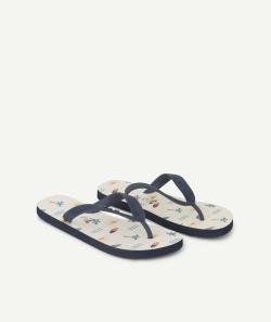 Tong garçon bleu marine avec semelle thème plage - 34-35