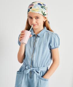 Combi-short fille zippé en denim bleu low impact - 8 A