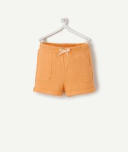 Bermuda bébé garçon en coton nid d'abeille orange fluo - 6 M