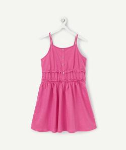 Robe fille en coton biologique rose fushia - 3 A