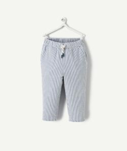 Pantalon relax bébé garçon en coton rayé bleu et blanc - 3 M