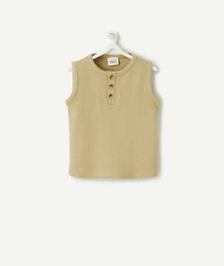 T-shirt sans manches bébé garçon en coton bio côtelé vert - 23 M