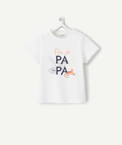 T-shirt blanc bébé garçon en fibres recyclées imprimé magique papa - 23 M