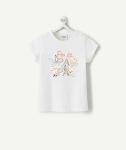T-shirt blanc bébé fille en fibres recyclées imprimé magique papa - 1 M