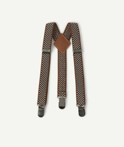 Bretelles garçon avec motifs bleu marine et marron - 2-6 A