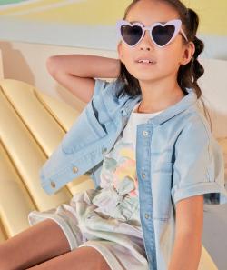 Veste sans manches fille en denim bleu low impact - 12 A