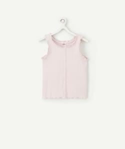 T-shirt sans manches fille en coton bio mauve avec broderies - 6 A