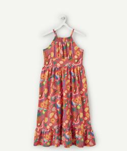 Robe à bretelles fille rose avec volants thème rio - 8 A
