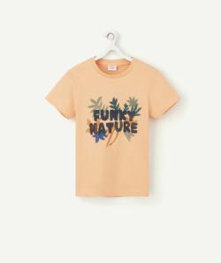 T-shirt garçon orange en coton bio imprimé nature - 3 A