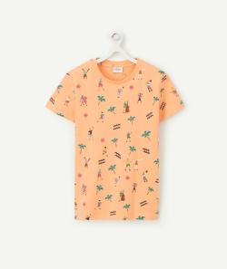 T-shirt garçon orange en coton bio avec imprimé coloré - 3 A