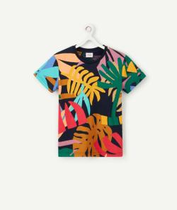 T-shirt garçon en fibres recyclées imprimé feuillage coloré - 5 A