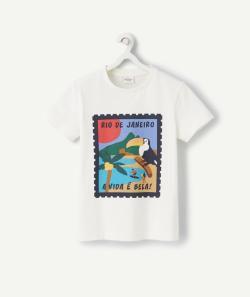 T-shirt blanc garçon en coton bio avec flocage rio de janeiro - 2 A