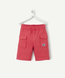 Bermuda droit garçon en fibres recyclées rose fushia - 7 A