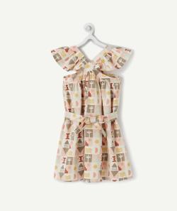 Robe fluide fille rose imprimé géométrique coloré - 2 A