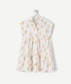 Robe fille blanche imprimée glaces - 10 A