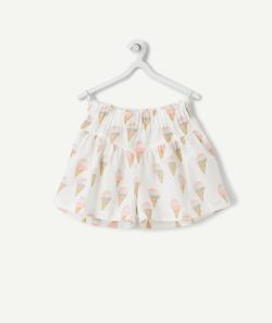 Short fille blanc imprimé glaces - 5 A