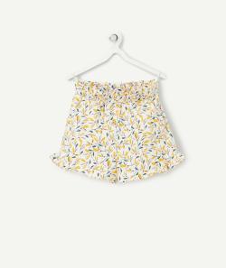 Short fille blanc en coton bio imprimé fleuri avec volants - 6 A