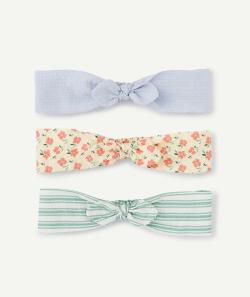 Lot de 3 bandeaux bébé fille bleu vert et jaune unis ou avec imprimés - 12-18 M