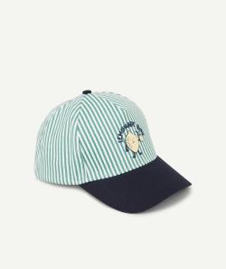 Casquette garçon en coton rayé blanc et vert avec pacth - 12-14 A