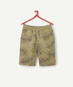 Bermuda kaki garçon en coton biologique avec feuilles - M