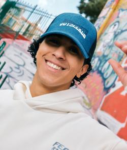 Casquette garçon en coton effet jean avec message - TU