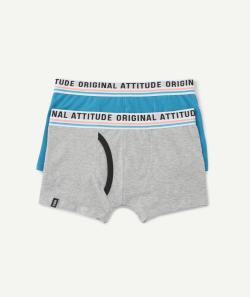 Lot de 2 boxers garcon original gris et bleu turquoise - 8 A
