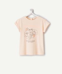 T-shirt bébé fille en teinture végétale orange avec animation - 36 M
