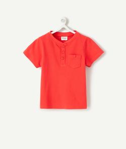 Polo bébé garçon rouge col tunisien - 18 M
