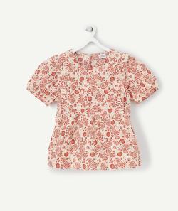 Blouse fille en coton avec imprimé cachemire rouge - 8 A
