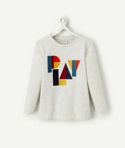 T-shirt garçon en coton bio gris avec message géométrique - 2-3 A