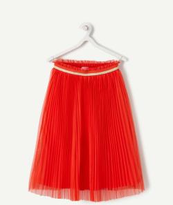 Jupe longue fille rouge en tulle plissée - 8 A