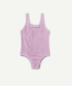 Maillot de bain 1 pièce fille matière gaufrée mauve - 14 A