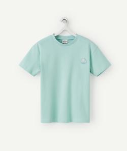 T-shirt garçon en coton bio vert menthe avec coquillage - 8 A