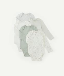 Lot de 5 bodies bébé garçon en coton bio vert d'eau - 9 M
