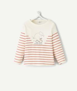 T-shirt bébé garçon en coton bio rayé avec animation éléphant - 9 M