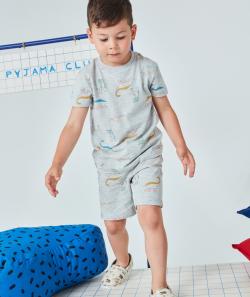 Pyjama garçon en coton bio gris imprimé dinosaures - 5 A
