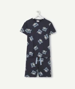Pyjama garçon en coton biologique bleu messages good mood - 5 A