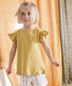 Pyjama fille en coton biologique jaune et imprimé - 10 A
