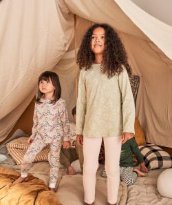 Pyjama fille en coton biologique vert imprimé coeur - 14 A