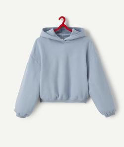 Sweat à capuche garçon en fibres recyclées bleu ciel - XS