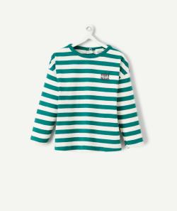 T-shirt manches longues bébé garçon en coton bio rayé vert - 6 M