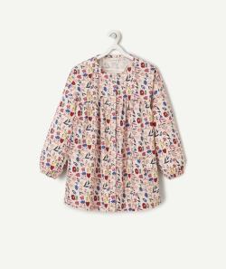 Tablier en coton rose imprimé fleuri - 9-10A