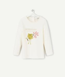 T-shirt bébé fille en coton bio écru motif grenouille - 1 M